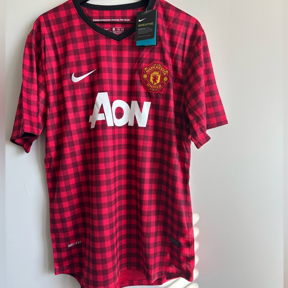 Nike Red Checkered Manchester United Jersey